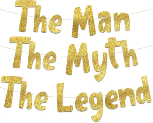Miniatura 8 de Cartel negro con purpurina de The Man The Myth The Legend, decoraciones de jubilación para hombres y mujeres, suministros y regalos para fiestas