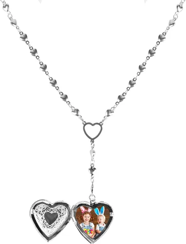 Miniatura 6 de ZKBKJSPZJB Collar con medallón de corazón personalizado para niñas, acero inoxidable, collar de corazón