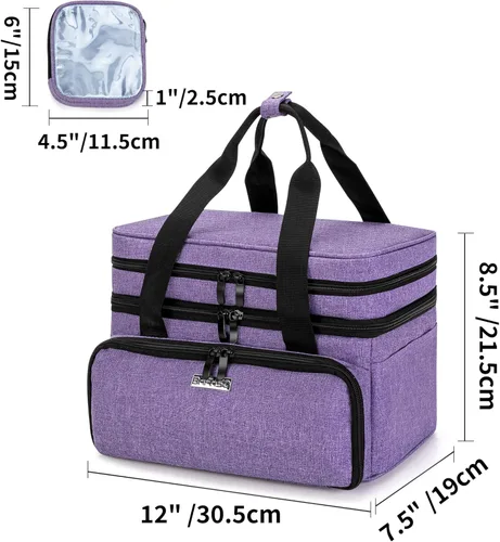 Miniatura 6 de BAFASO Organizador de accesorios de costura de doble capa con 2 bolsas desmontables, bolsa de almacenamiento grande para herramientas de costura