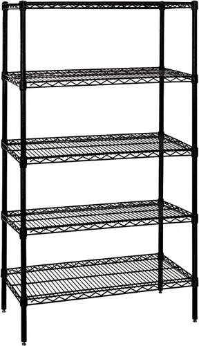 Miniatura 55 de Quantum Storage Systems WR74-1824BK Kit de inicio para estantería de alambre de 4 niveles de altura de 74 pulgadas, acabado negro, 18 pulgadas
