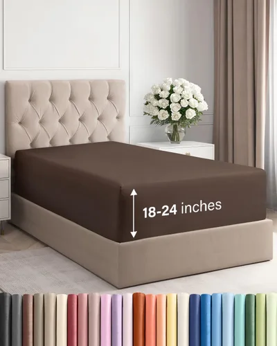 Miniatura 110 de Sábana bajera ajustable extra profunda tamaño completo – Sábana bajera individual de lujo para hotel únicamente – Se adapta fácilmente a colchones