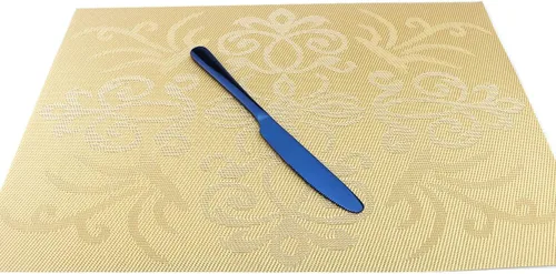 Miniatura 9 de Vitalt - Juego de 19 cubiertos de acero inoxidable azul pulido con espejo y ecológico, utensilios de vajilla de acero inoxidable, brillante