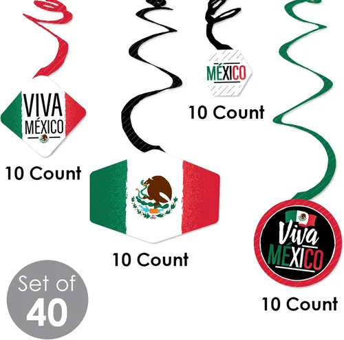 Miniatura 5 de Big Dot of Happiness Viva México - Decoración para colgar en fiestas del Día de la Independencia mexicana - Remolinos de decoración para fiestas