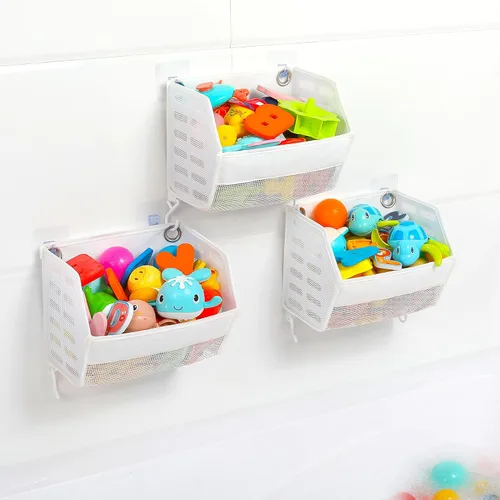 Ligereza Juego de 3 piezas de soporte para juguetes de baño, organizador de juguetes de baño, soporte multifuncional para juguetes de bañera,