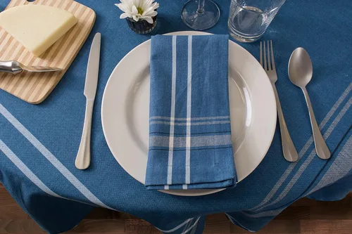 Miniatura 8 de DII - Servilletas para mesa estilo rústico, colección con rayas estilo francés, 20 x 20 pulgadas, color azul cambray, 6