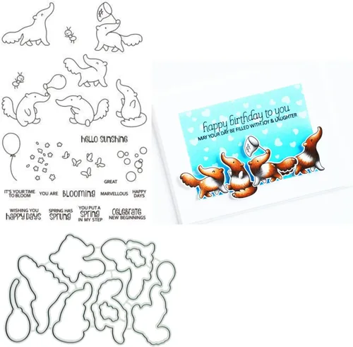 Manis pentadactyla - Juego de sellos y troqueles transparentes para hacer tarjetas, plantillas de corte para álbumes de recortes, álbum de fotos,
