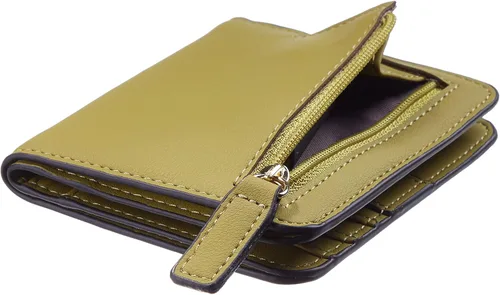 Miniatura 7 de Gostwo - Cartera compacta de piel genuina de lujo para mujer con bloqueo de RFID y ventana de identificación