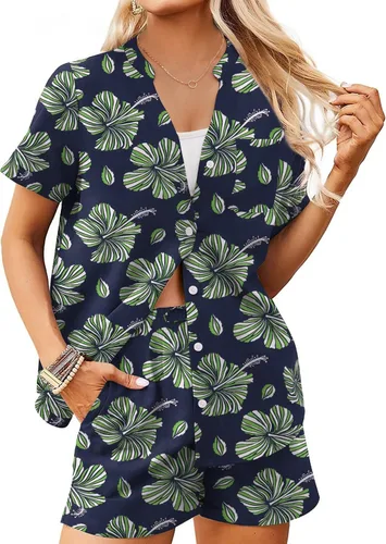Miniatura 2 de Ekouaer Women Pajamas Set Button Down Printed Pj Lounge Sets Soft Loose Loungewear Sleepwear