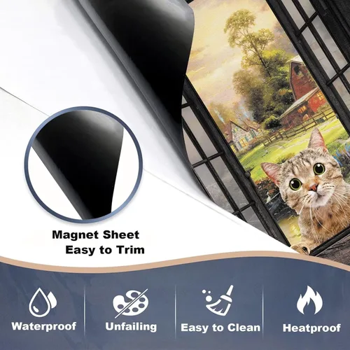 Miniatura 3 de Divertida funda magnética para lavavajillas para mascotas, cubierta magnética para puerta de lavavajillas con lindo gato, cubierta para panel