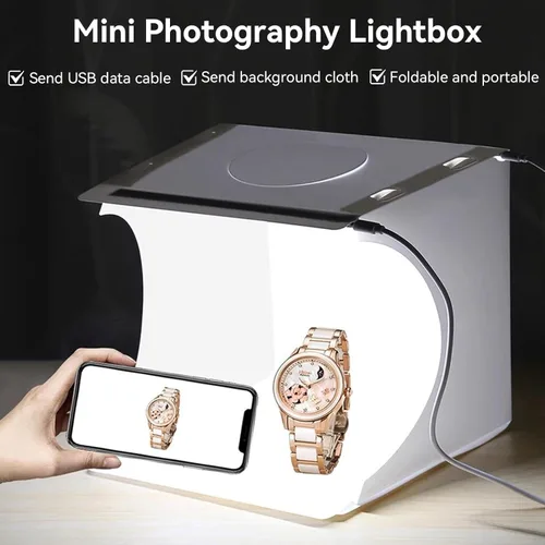 Miniatura 8 de Mini caja de luz para cámara, mini caja de luz de estudio fotográfico, tienda de luz para fotografía, kit de estudio fotográfico plegable, caja