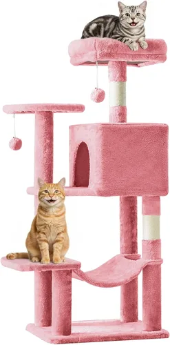 Miniatura 14 de DUMOS Torre grande de árbol para gatos de 66 pulgadas, torre alta de escalada para gatos de varios niveles con postes rascadores de sisal natural