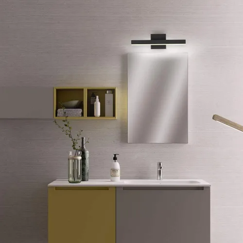Miniatura 5 de Joossnwell Lámpara LED para tocador de baño, accesorio de iluminación moderno, barra de luz de baño de 15.75 pulgadas, aplique de pared negro 12W