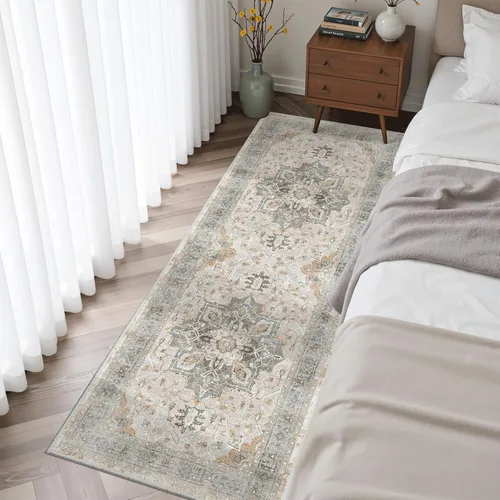 Miniatura 859 de Madane Tapete lavable de 2 x 10 pies para pasillo, cocina, recibidor, clásico, suave, antideslizante para interiores, casa de campo, baño, sala