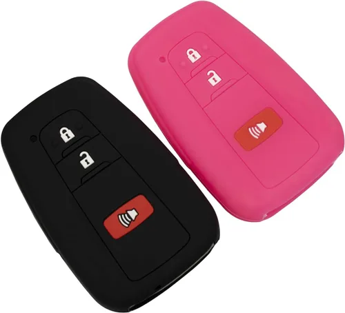 Miniatura 4 de Funda para llavero para Toyota Corolla Hatchback RAV4 XLE Prius de 3 botones 2019-2022, color rosa negro Negro Rosado