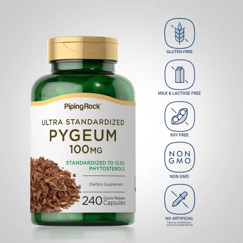 Miniatura 3 de Piping Rock Pygeum 100 mg 240 cápsulas Suplemento para hombres y mujeres Extracto de corteza de Pygeum Africanum Fitoesteroles ultra