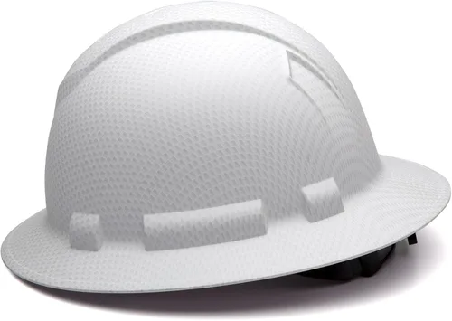 Miniatura 3 de Pyramex Ridgeline - Casco duro de ala completa con trinquete de 4 puntos, patrón de grafito blanco mate