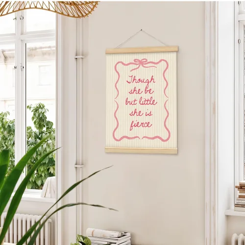 Miniatura 2 de Wheatwin Decoración de habitación de niñas, colgador de póster de madera para bebé, coqueta de lazo rosa, decoración de pared femenina de moda, 12 x