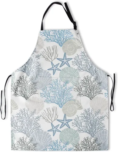 Miniatura 37 de Giwawa Delantal unisex para adultos, impermeable, resistente a las manchas, delantal de cocina con 2 bolsillos para BBQ, parrilla y pintura
