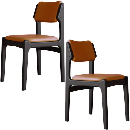 Miniatura 16 de YVYKFZD Wooden Dining Chairs Set, Leather Dining Room Chair with Back, Upholstered Kitchen Chairs, Armless Living Room Chair, for Bedroom Offices