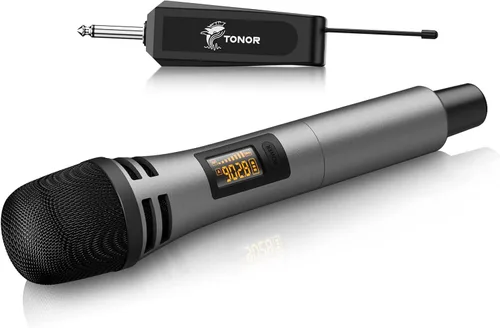 Miniatura 10 de TONOR Micrófonos inalámbricos, sistema de micrófono de karaoke UHF dual, Microfonos Inalambricos con receptor recargable, juego de micrófonos