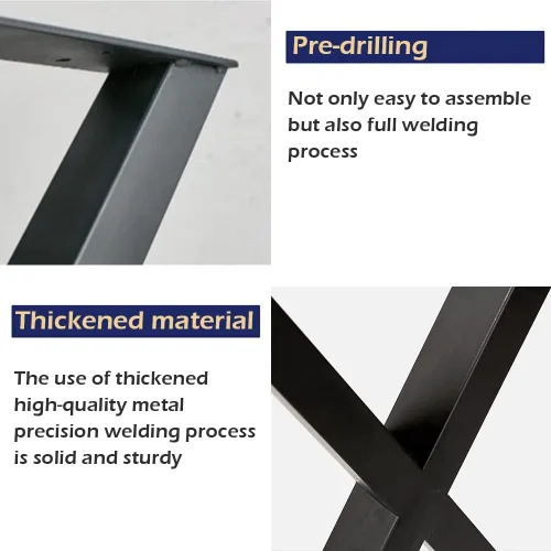 Miniatura 6 de Juego de 4 patas de metal para mesa de comedor de 28 pulgadas, patas de escritorio con marco en X de acero resistente con patas ajustables