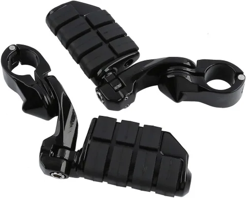 Miniatura 3 de TCT-MOTORPARTS Estriberas negras de 1/4 de pulgada y 1.25 pulgadas, estriberas ajustables para motocicleta en ángulo largo para Harley Touring Road