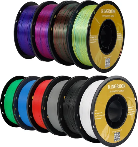 Miniatura 28 de Filamento para impresora 3D Kingroon PLA, 10 carretes, precisión dimensional +/- 0.02 mm, carrete de 10 kg (22 libras), 1.75 mm, negro