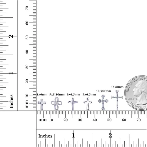 Miniatura 4 de Pendientes de tuerca de cruz amarilla de plata esterlina
