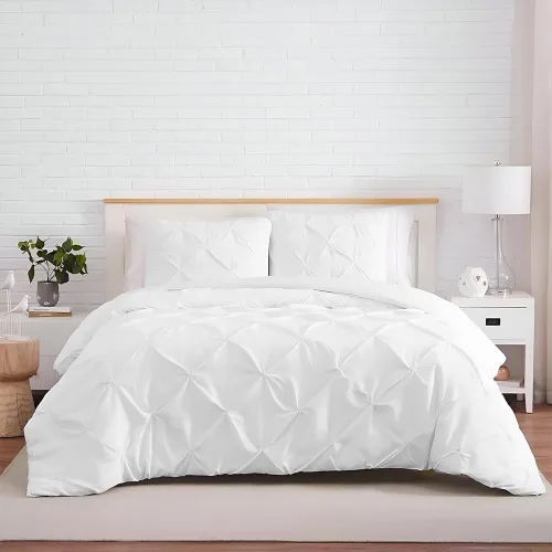 Kotton Culture 1 Pc Twin/Twin XL Size Pinch Pleated - Pintuck Duvet Cover Only - 100% Egyptian Cotton Sateen -1000 TC Luxury Comforter Cover-Zipper