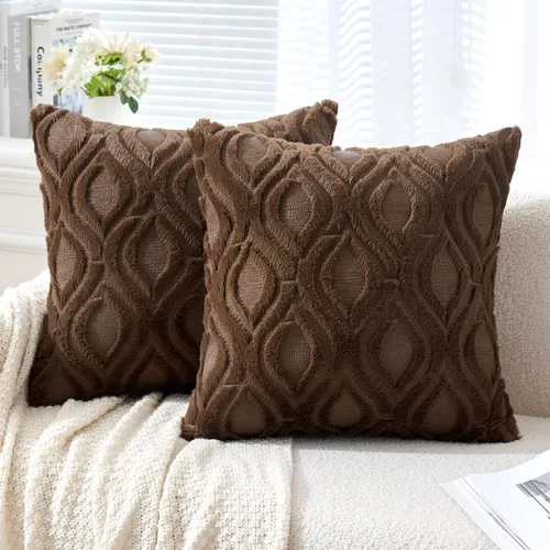 Miniatura 8 de MIULEE - Juego de 2 fundas de almohada de lana sintética suave y afelpada, fundas decorativas de estilo bohemio para sofá, sala de estar, cama, 18 x