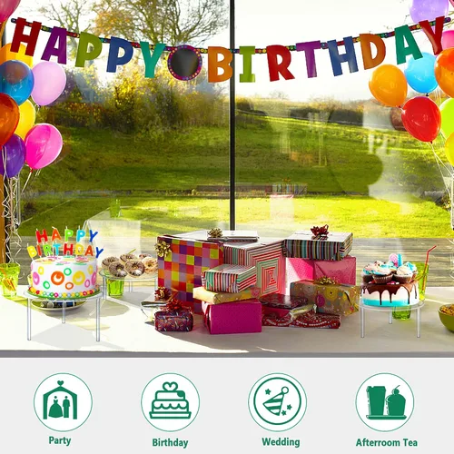Miniatura 5 de 3 soportes acrílicos para tartas, soporte redondo reutilizable para cupcakes de postre, pastel, pizza, soporte de exhibición, plato de servir