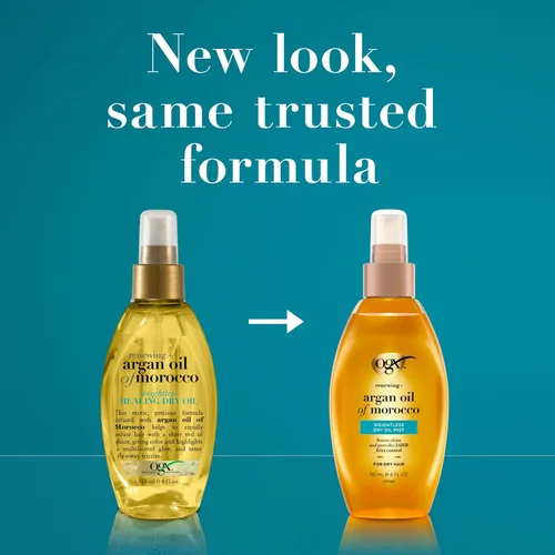 Miniatura 3 de OGX Aceite de Argán renovador de Marruecos en aerosol, aceite reparador ligero y seco, spray para el cuidado del cabello, bruma ligera para puntas