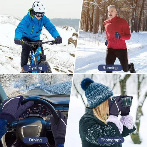 Miniatura 6 de Guantes de invierno para hombres y mujeres, para pantalla táctil para clima frío, antideslizantes, guantes cálidos con forro térmico de punto suave