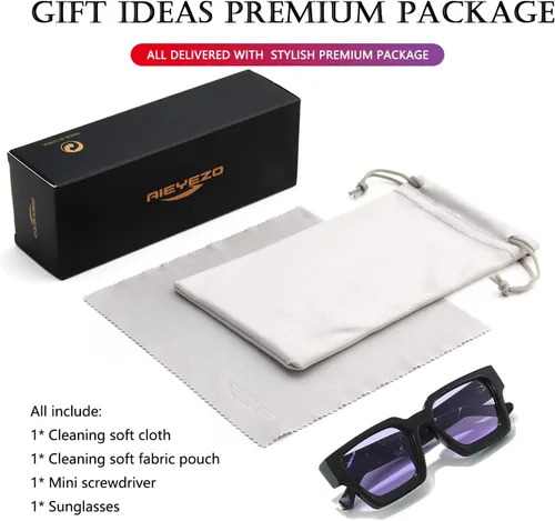 Miniatura 71 de AIEYEZO Gafas de sol cuadradas para mujeres y hombres, gafas de sol cuadradas con montura gruesa, estilo de diseñador simple
