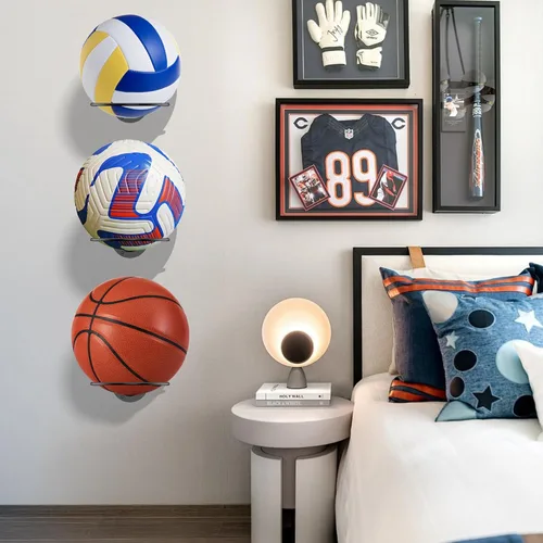 Miniatura 3 de S SUCHEK Soporte para pelotas de baloncesto y deportes, soporte de pared para baloncesto, fútbol, voleibol, fútbol, rugby