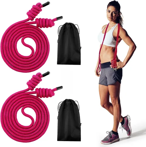 Miniatura 8 de Lewtemi 2 Pcs Flow Rope for Fitness Double Woven Workout Rope Adjustable Length Flow Jump for Working out Men Women Training Exercise Gym Indoor