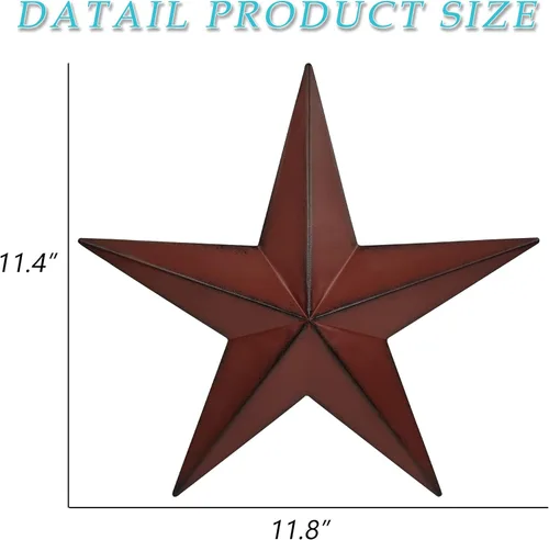 Miniatura 2 de JoyEvy Decoración de Pared de Estrella de Granero de Metal de 12" - Estrellas de Bandera Americana para Exterior o Interior de Casa - Estrella