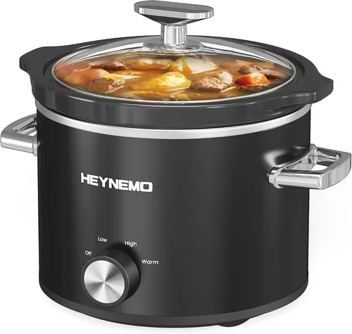 Miniatura 9 de HEYNEMO Olla de cocción lenta pequeña de 2 cuartos de galón, 3 temperaturas ajustables, olla de cerámica mejorada, fácil limpieza, reducción