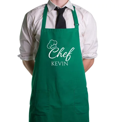 Delantal de chef personalizado con nombre, delantal de cocina personalizado para hombres y mujeres, regalo de cocina ajustable para cocineros