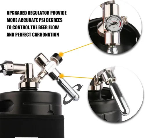 Miniatura 5 de TMCRAFT Sistema de grifo Growler de 64 onzas, mini barril de acero inoxidable presurizado con chaqueta enfriadora, sistema dispensador portátil