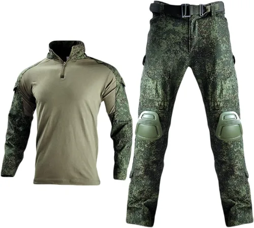 Miniatura 10 de HARGLESMAN Traje táctico militar para hombres de manga larga, conjunto de uniforme del ejército, camisa de combate y pantalones con rodilleras Camo