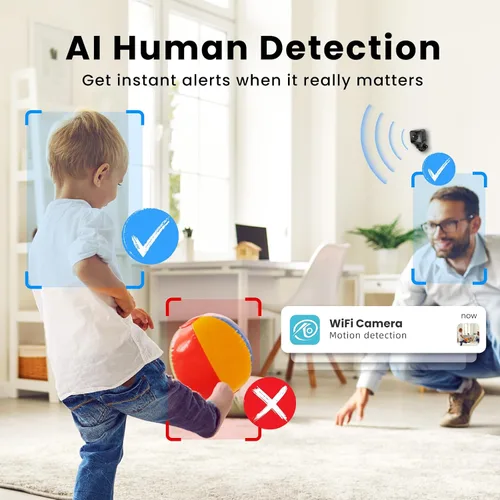 Miniatura 4 de VIDCASTIVE Cámara Oculta 1080P HD Mini Inalámbrica WiFi de Seguridad con Vista de Ángulo Amplio, Detección de Movimiento Humano AI