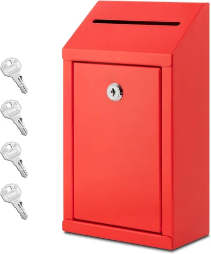 Miniatura 7 de Caja de donación de metal EIENHOSHI con cerradura, montada en pared, caja de sugerencias con 4 llaves de hierro, verde, caja de depósito de efectivo