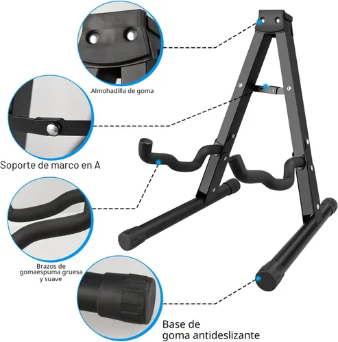 Miniatura 3 de DkOvn Paquete de 1/2/4 soportes para guitarra, soporte de guitarra plegable con marco en A con goma antideslizante y brazos de espuma, para guitarra
