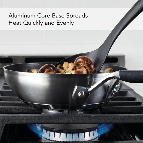 Miniatura 4 de KitchenAid Juego de sartenes antiadherentes de acero inoxidable, 9.5 pulgadas y 12 pulgadas, acero inoxidable cepillado