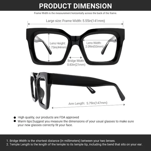 Miniatura 4 de VOOGLAM Gafas de bloqueo de luz azul para mujeres y hombres, antifatiga ocular, ojos secos, anteojos rectangulares de gran tamaño Pacheco
