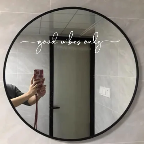 Miniatura 2 de Calcomanía de espejo "Good Vibes Only" – Vinilo blanco con cita motivacional, arte de pared de afirmación positiva para baño, dormitorio, automóvil