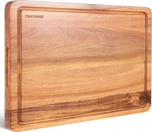 Tablas de cortar OAKSWARE, tabla de cortar de madera de acacia extra grande de 20 x 15 pulgadas para cocina, tabla de cortar de madera de grano de
