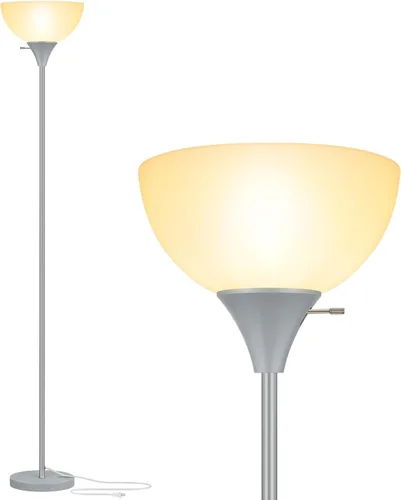 Miniatura 8 de Lámpara de pie Coucrek, lámparas de pie LED con pantalla de plástico blanco, lámparas de pie de esquina para sala de estar y dormitorio, interruptor