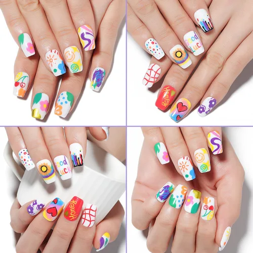 Miniatura 6 de AIMEILI Juego de bolígrafos de arte de uñas de 12 colores, bolígrafos de pintura acrílica de punta fina para salón y hogar, diseño de uñas, pincel